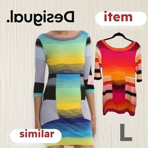 *⚡️👍*GUC* DESIGUAL | L | Mini bodycon dress with amazing colors orange/pink